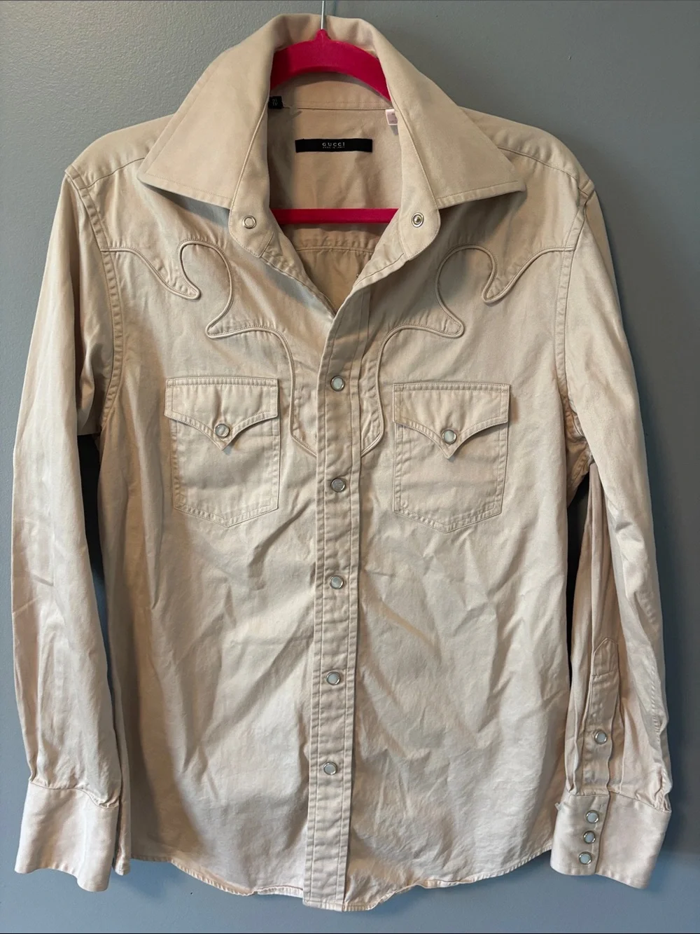Gucci Western Button Down Shirt 100% Cotton Large 41/16 Western Country EUC